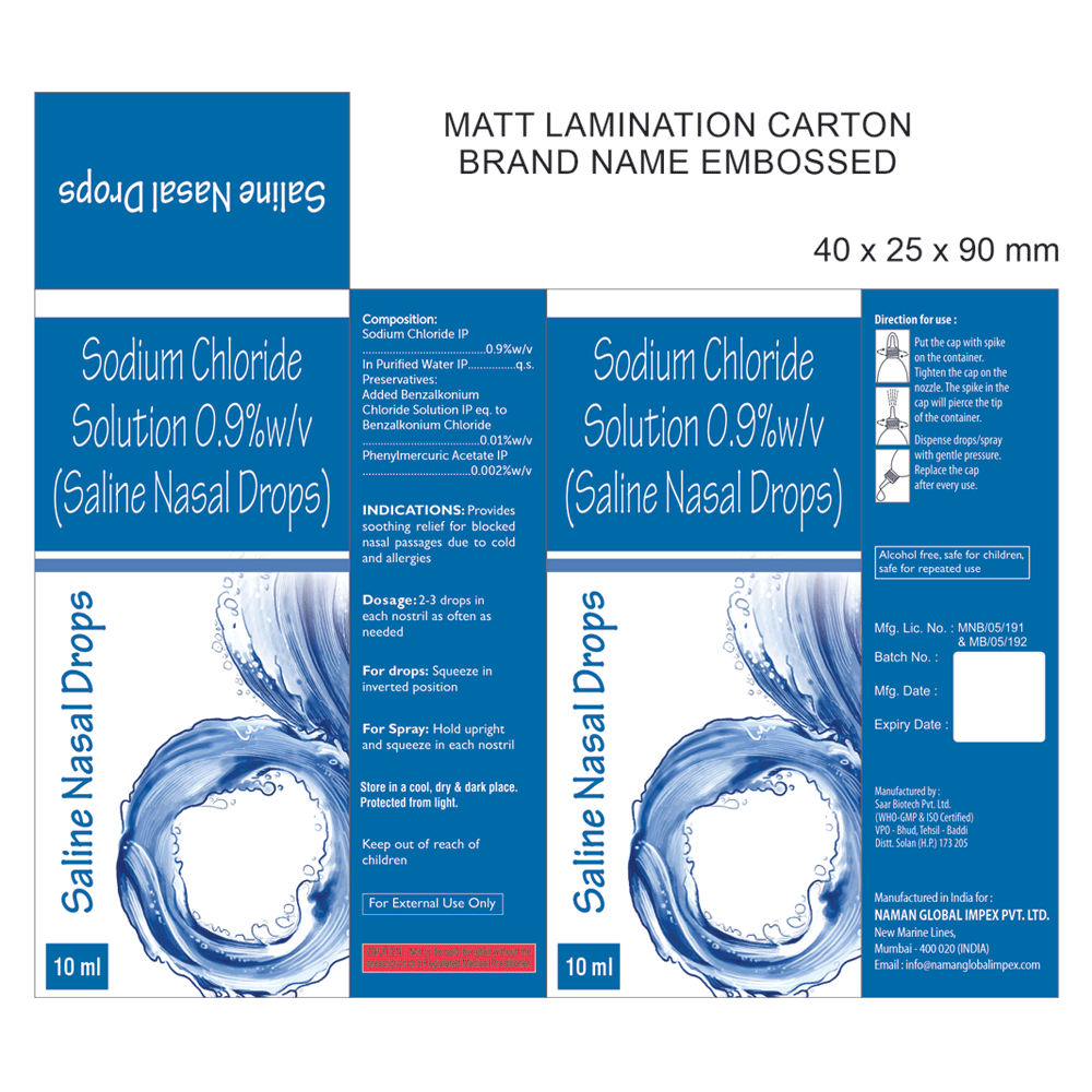 SALINE NASAL DROPS 10 ML CARTON